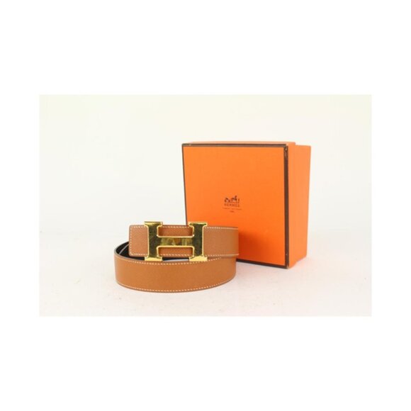 Hermès 32mm Reversible H Logo Belt Kit Brown x Black x Gold 1H96a main image 6